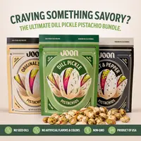 Joon In-Shell Pistachios 3-Pack Variety Bundle - Savory, Crunchy Nuts Snack, Clean Pantry Nut Snack Packs: Salted, Salt & Pepper, Dill Pickle Gourmet California Pistachios (4.5 oz Each), Protein Boost, No Seed Oils