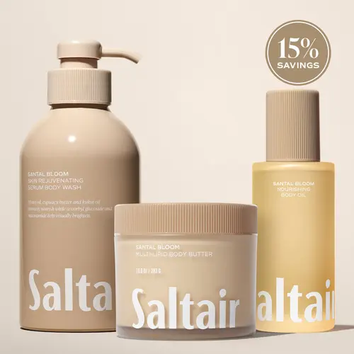 Saltair Santal Bloom Body Rituals Set - Serum Body Wash (17 fl oz), Nourishing Body Oil (4 fl oz) & Multi-Lipid Body Butter (10 oz) Bundle for Soft, Glowing Skin -  Creamy Sandalwood, Sheer Amber, Sensual Musks