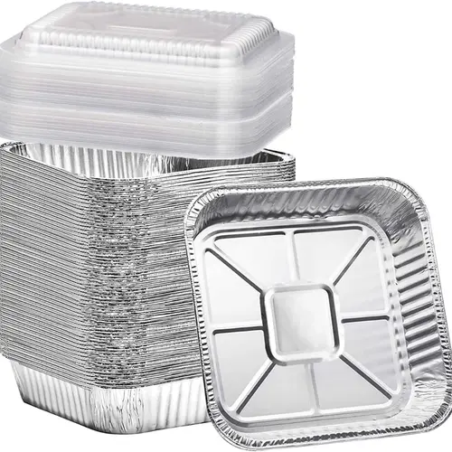 (20 Pack) 8x8 Aluminum Pans with Clear Plastic Lids - Square Baking Cake Pans - Foil Pans with Lids - Disposable Food Containers Great for Cooking, Heating, Storing, Prepping Food