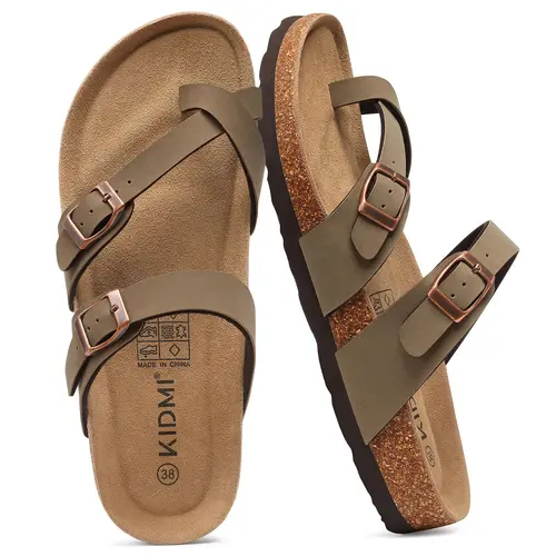 KIDMI Sandals for Women Cork Footbed Womens Sandals for Summer Comfort with Adjustable Straps Non-Slip Beach Essentials Summer Sandals for Women 2026