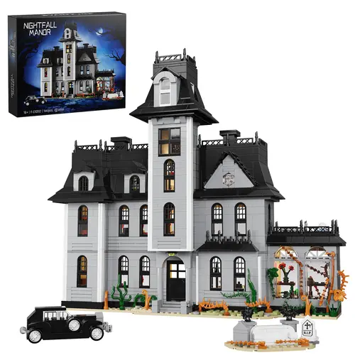 Addam Nightfall Manor Family Mansion Horror House Building Set, Dark Comedy Movie House Blocks Toy Kit Compatible with Lego, Gift and Collectible Set for Movie Fans and Collectors