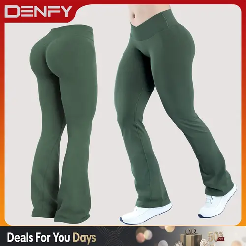 [REGULAR LENGTH] DENFY Vision Flares Fitness BBL Leggings Gymwear Activewear Women Seamless Pants Butt Lifting Crossover V-shape