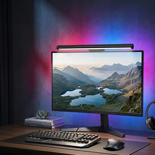 40 in Dynamic RGB Monitor Lamp - Esports Ambience Color Changing LED PC Accessory, 16M Colors Backlight, 3 CCT, Stepless Dimmable, Eye-Care Gaming Gear, Memory Recall Function, 0-5 W for Teen Boys' Setup & Home Office