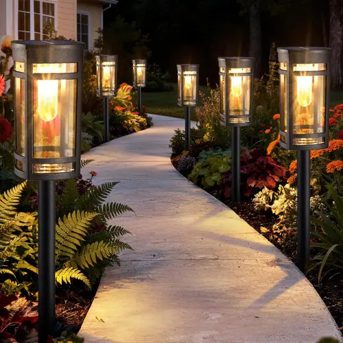 Flacchi Store 6-Pack Waterproof Decorative Solar Path Lights - Solar Outdoor Lights for Walkway, Landscape Decor (Home Improvement Outdoor Lighting)