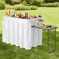 Karlhome Ice Table with Side Table, Portasble Cooler Table with Removable Skirt, Patio Table, Indoor & Outdoor Bar for Events, Parties and Camping White