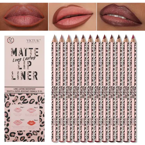 Full 12-Color Lip Liner Set – Matte High Pigment, Long-Lasting Non-Fading for Lip Contouring & Lipstick Base, Natural & Bold Lip Looks - Must-Have Beauty Tool for Women, Lip Makeup, Cosmetic Sets