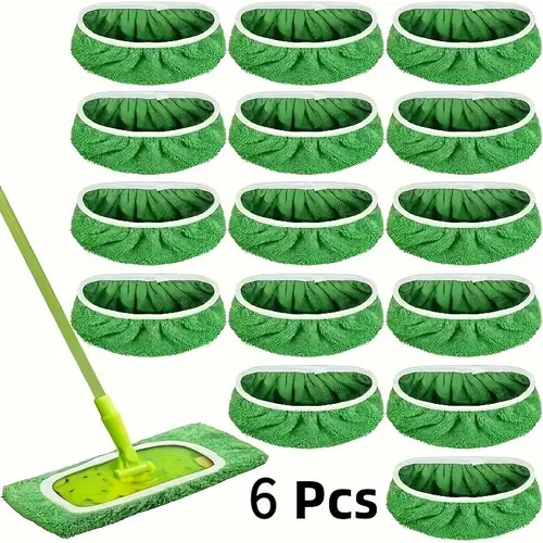6Pcs Reusable Washable Microfiber Cleaning Pads - Compatible with Swiffer Sweeper, Wet-Dry Flat Cover Replacements with Rubber Edge for Hard Floor Cleaning, Summervibes
