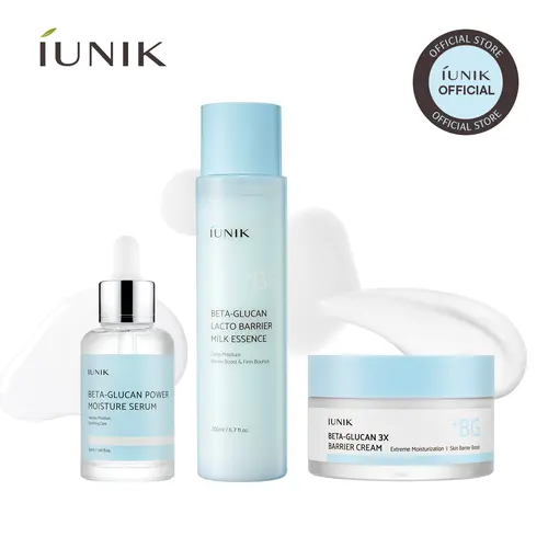 [IUNIK Official] Beta Glucan Repair & Hydration Set | Beta Glucan Serum + Lacto Barrier Milk Essence + 3X Barrier Cream | summervibes