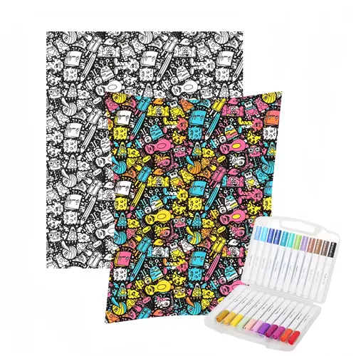 DIY Coloring Blanket Art Kit - DIY Craft Kit with 24 Vibrant Markers, Permanent Art Quilt for Kids, Personalized Home Decor, Birthday Gift Set, Art Kits