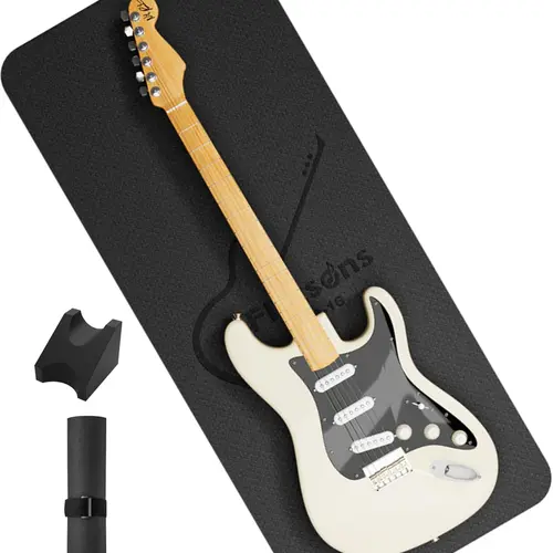 Flatson-FA-16 Guitar Neck Rest and Guitar Mat, Guitar Cleaning Kit Tool with Dual Heights Support, Repair and Maintenance Work Mat for Guitar Bass Banjo Mandolin Ukulele ,TPE Material Workbench Mat, Birthday, Bedroom