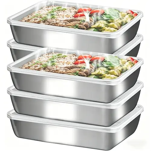 Stainless Steel Fresh-Keeping Box, Airtight Leakproof Food Storage Container with Lid, Food Grade Metal Lunch Box for Meal Prep, Reusable BPA-Free Kitchen Storage for Fridge, Office, School, Picnic, Camping & Travel