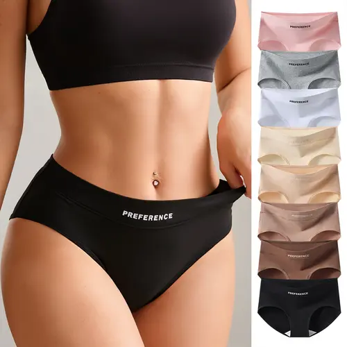 HOTCOM Women's Plus Size Cotton Panties 8 Pack – SoHoChic Mid-Waisted Full Coverage Briefs, Soft Breathable Everyday Underwear