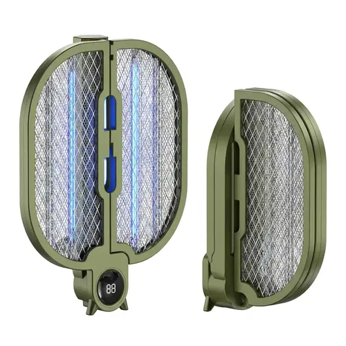 Foldable Electric Fly Swatter - USB-C Rechargeable Portable Mosquito Killer, Electronic Bug Zapper with Bug Zapping, Rechargeable Mosquito Trapper, Fold for Travel, Indoor & Camping Use