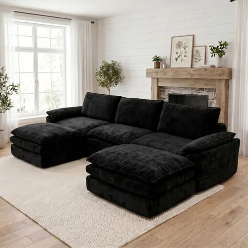 118" Oversized Modular Sectional Sofa with Movable Ottoman,Convertible L Shaped Couch for Living Room and Office