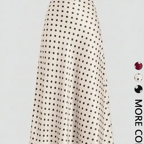 Women's Polka Dot Print Midi Skirt, High Waist, A-Line Flared Hem, Smooth Draped Woven Fabric, Daily Casual Commute, Date, Evening, Party & Vacation Wear, French Retro Style, Vintage Print Skirt