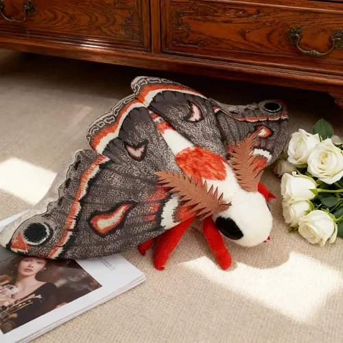 Realistic Cecropia Moth Plush Toy, Soft Huggable Stuffed Insect Animal Doll, Unique Soft Cuddly Gift for Insect Lovers, Perfect for Kids