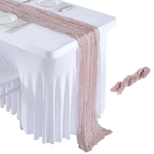 1/2 Panel Table Runner  10ft, Cheesecloth Table Runner, for Wedding Reception, Boho Rustic Wedding, Party, Bridal Shower Decor, Home Decor Valentine's Day Summerwins Father's Day