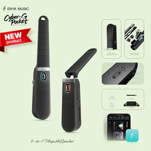 Enya CYBER-G Pocket 2-in-1 Playable Portable Bluetooth Speaker - World's First Stringless Smart Guitar, Foldable, Auto Play Mode, Rechargeable, OTG, Batteries Included, for Adults #BackToSchool