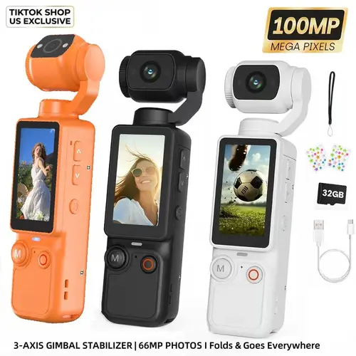W&O Upgraded HD Digital Video Camcorder with 32GB Card, 180° Rotating Lens, Full Body Design for Vlogging, Travel Recording, Christmas Gift, Hd Digital Video Camcorders