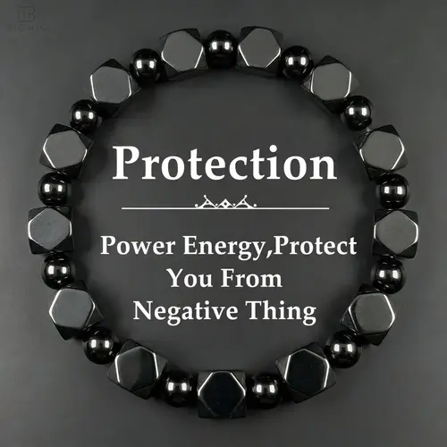Protection Bracelet for Dad, Hematite Stones Beaded for Grounding, Energy Healing Bracelets for Men Minimalist Stone Jewelry Gifts, Father's Day Gift for Him