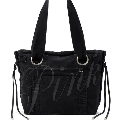 PINK Canvas Flat-Bottom Tote Bag