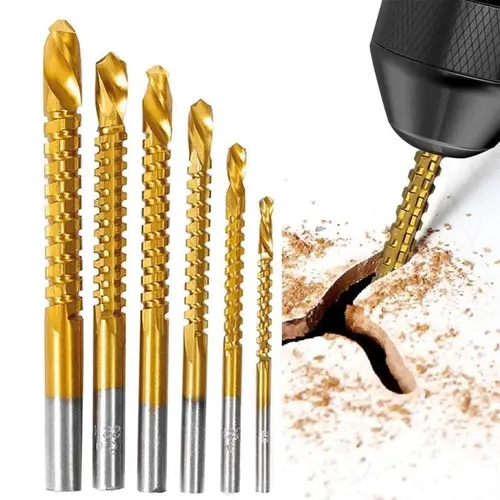 6-Pack Titanium-Plated High-Speed Steel Power Drill Bits Set (6mm, 8mm) - Straight Shank, Titanium Edge Hold, Hard HSS Resists Wear in Daily Use, Durable Tools & Hardware Specialty Hand Tools for Metal/Wood/Plastic Drilling