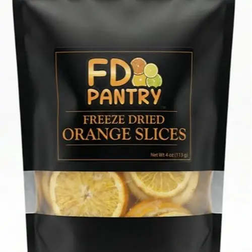 FD Pantry Freeze-Dried Orange Slices  Cocktail Garnish, Dried Fruit Snack, USA-Grown, No Sugar Added dry 4oz (20–25 Slices)