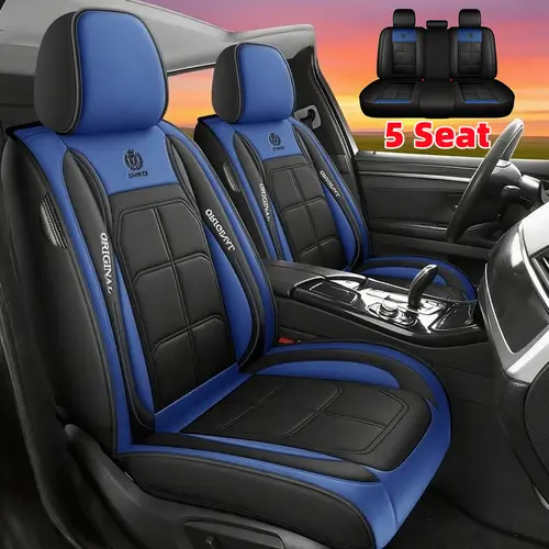 Premium Car Seat Covers, 5-Seat Full Body Protection Accessory - Waterproof, Scratch Res, PU Leather, Enclosed Fit, Easy to Clean