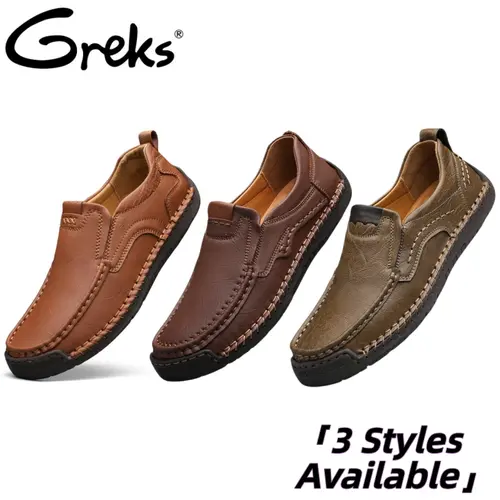 GREKS Men's Classic Slip-On Loafers - Casual Multi-Design Stitching Footwear, Comfortable Driving Moccasins, Flexible Rubber Sole Walking Shoes