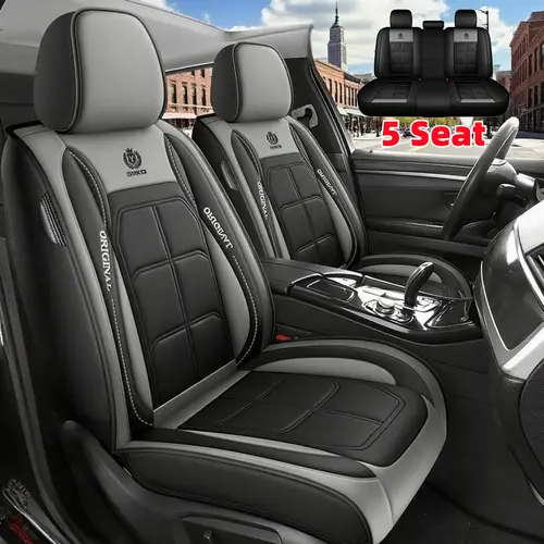 Car Seat Covers for Cars - Waterproof Wear-Resistant PU Leather Auto Accessory, Fully Wrapped 5-Seat Muscle-Shaped Design for Families & Groups, All-Season Comprehensive Protection Against Dirt