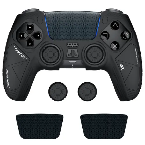 VIDPPLUING Non-Slip PS5 Controller Protective Case - Matte Mech Feel Cover with Thumb Grip Gap, Silicone Protector, Touchpad Sticker, Protective Film for Console Joysticks, Gaming Accessory Gift for Father's Day
