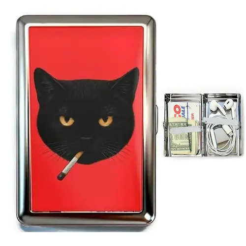 Vintage Style Metal Slim Card Case,Secure Snap Closure, Art Deco Design Ultra Compact Wallet for Men Women