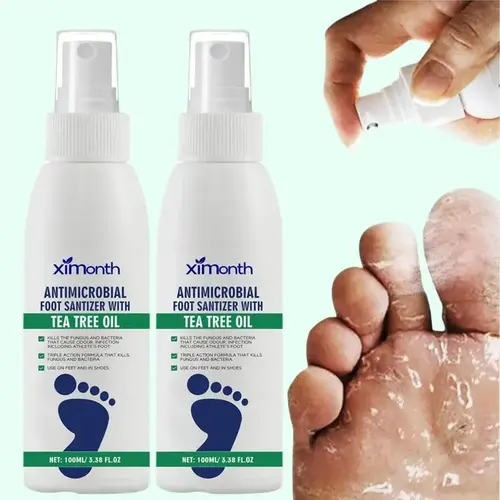 Antifungal Foot Spray with Tea Tree Oil 3.38 fl oz (100ml), Clinically Tested for Athlete's Foot, Stops Itching, Fights Odor & Fungus, Long-Lasting Protection, Moisturizing Foot & Nail Sanitizer Spray for Dry Feet, Odor Control & Shoe Freshness