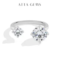 Round Shape Multiple Stones D VVS1 Lab-Grown Moissanite Open Ring 925 Sterling Silver For Her Engagement Gift Shining Fashion Jewelry R393 Summerwins Beautiful Rings