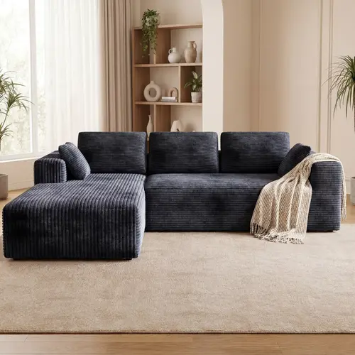 DIGWAC Modern Modular L-Shaped Recliner Sectional Upholstered Sofa - Sturdy Upgraded Independent Pocket Spring Base, Soft Corduroy Fabric, Layered Memory Sponge Padding, Deep Seat Living Room Couch, No Assembly Needed, Ships in 2 Packages