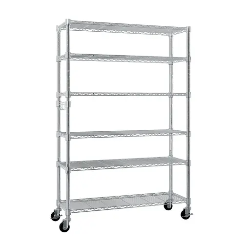 【Father's Day Gift】Karlhome NSF Certified 6-Tier Rolling Wire Shelving | Free Assembly & Disassembly with Wheels