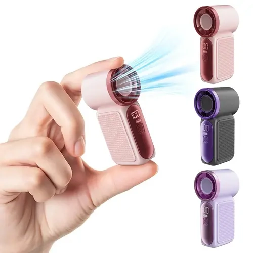 Mini Personal Fan with LED Display & LED Light - 6-Speed Turbo USB Rechargeable Cordless USB Fan Light, Travel & Makeup Cooling Tool for Women, Ideal Gifts for Women Mini Gifts, Portable Fan