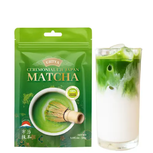 Authentic Japanese Uji Matcha Powder - 100% Pure Green Tea with Energy Support, No Additives, for Baking & Latte Drinks (Green-1.06oz)