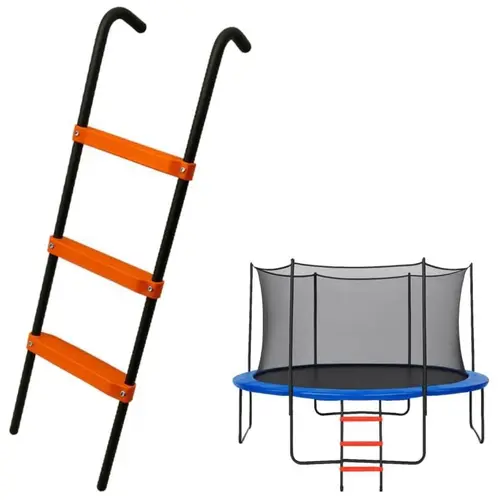 Trampoline Ladder 40"x14" Universal 3 Step Powder Coated UV Treated Steps for All Weather Sturdy Safe Design Outdoor Home Workout