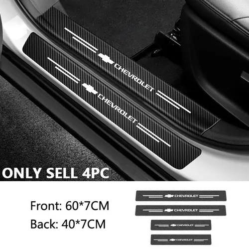 Car Door Sill Threshold Stickers Protector Strips, Accessories, Compatible with Chevrolet Models, Durable Protection for Car Doors, Easy Installation