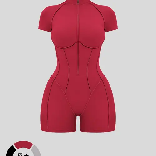 European and American Cross-Border Fitness One-Piece, Stand Collar Zipper, Home Training, Butt Lifting Yoga Suit, Sports Apparel