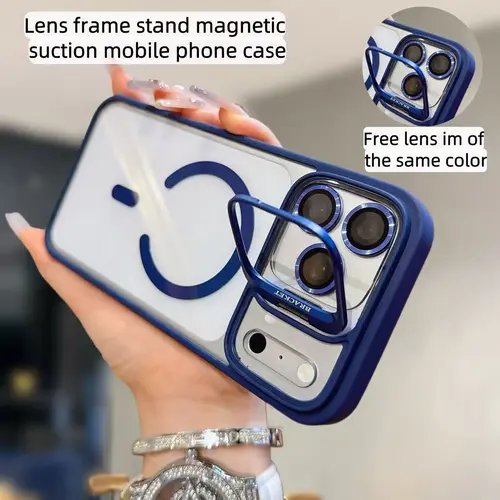 Suitable for iphone17ProMax 17 16 15 13 12 mobile phone protective case, transparent bracket to protect mobile phone case, military-grade protection, shockproof and wear-resistant, built-in camera holder, smartphone protective cover