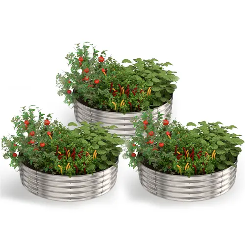 Utopia Home Galvanized Steel Raised Garden Bed - 2x2x1 Ft Silver Round Metal Planter Box, Bottomless Drainage Base, Easy Assembly, Small-Space Hero, Outdoor Use for Growing Herbs, Veggies, Blooms, Root Aeration