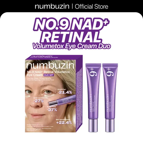 [NEW] numbuzin No.9 NAD+ Retinal Volumetox Eye Cream Duo Set | All-in-One Anti-Aging Treatment for Wrinkles, Fine Lines, Dark Circles & Dark Spots | NAD+, Retinal, 50 Peptides, Niacinamide, Ceramides | Face to Body, Skin Longevity | 20 ml * 2EA