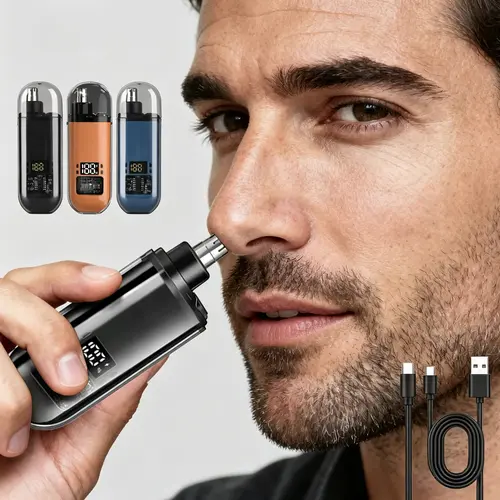 2026 Professional Ear and Nose Hair Trimmer for Men Women Rechargeable Painless Eyebrow Facial Hair Shaver with LED Display IPX7 Waterproof Dual Edge Blades Safe Distance Trimming Compact Portable Easy Cleansing