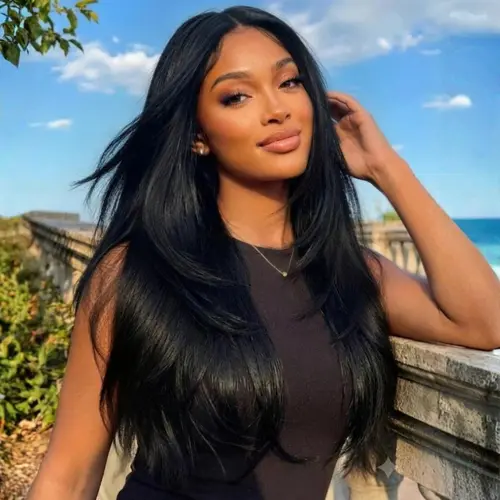 【24''=$129 】Sunber 13x4 HD Lace Front Wigs Layered Cut Slight Yaki Straight Wigs With Drawstring Pre Bleached Tiny Knots Glueless Ready To Wear Natural Black Wigs SummerTurnUp