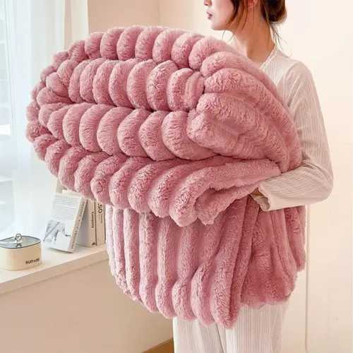 【backtoschool】ROSEKIND Fleece Throw Blanket, Super Soft Blanket, 3D Stripe Texture Fluffy Blanket,Anxiety Relief,Dupe,Throw Blanket for Couch, Sofa, Bed, Living Room, Home Decor, All Seasons, Decorative, Gift Idea, Back To School Haul, Dorm Room