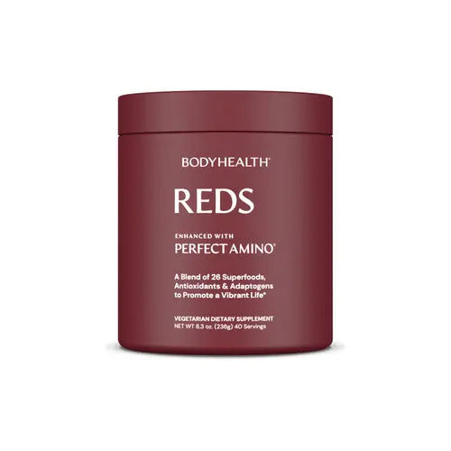 BODYHEALTH Reds With PerfectAmino: 40 Superfoods Antioxidants Adaptogens Phytonutrients for Cellular Health Circulation Mental Clarity Natural Energy Vegetarian Paleo Keto Friendly - Seed, Edible, Sugar Free, Elderberry, Balance & Vitality Antioxidants Nu