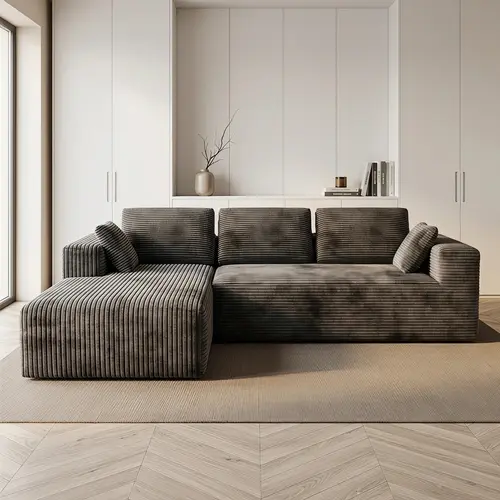 DIGWAC 106" L-Shape Modular Sectional Sofa with 49" Chaise Lounge, Upgraded Independent Pocket Spring Base, Soft Corduroy-Velvet Fabric Feels Luxe, Memory Foam Padding, Multi-Position Recliner Sofa, 6 Colors for Sofas Living Room, Instant Room Upgrade