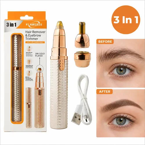 3-in-1 body&facial & eyebrow hair trimmer  Electric Eyebrow Trimmer  Lip Facial Body Hair Removal Tool  Facial Hair Care Tool  Electric Shaver Women  Eyebrow  Epilator Hair Remover Summervibes